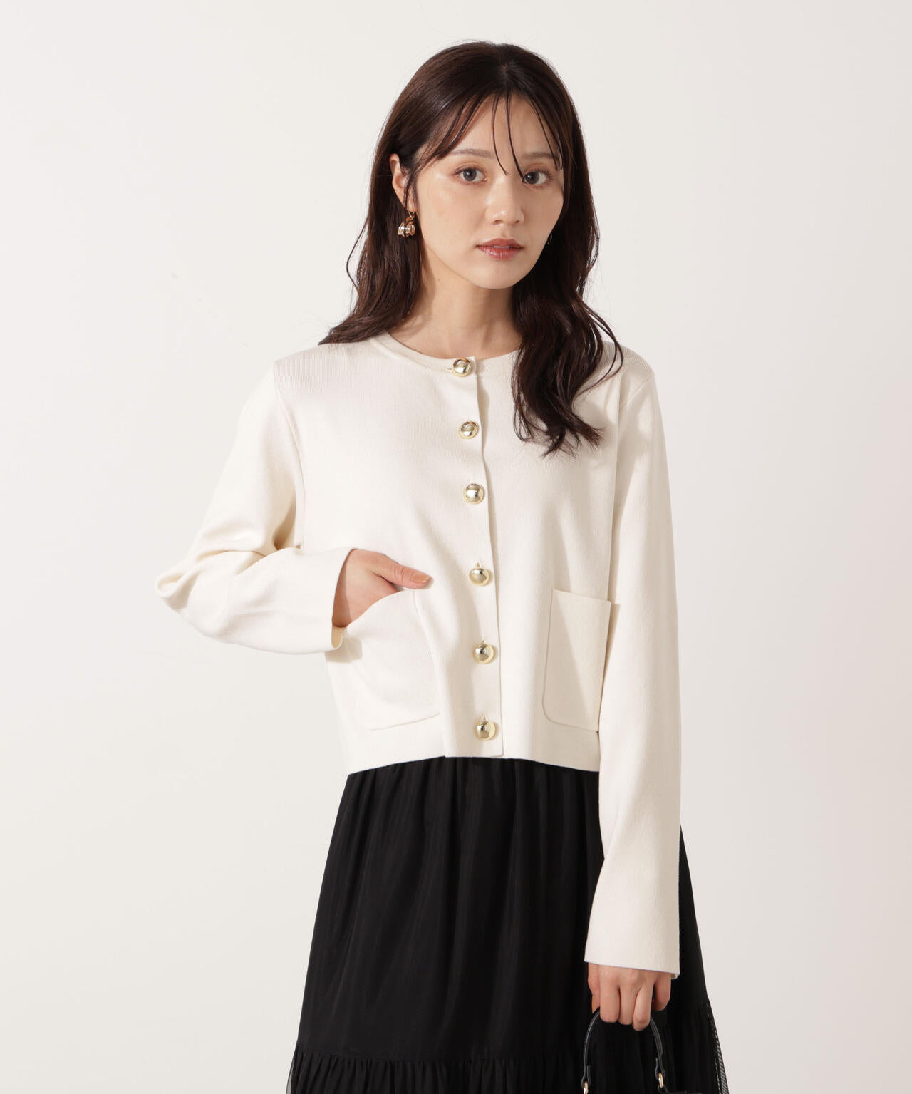 【青島心さん着用】＜ハンドウォッシャブル＞シルク混ニットカーディガン