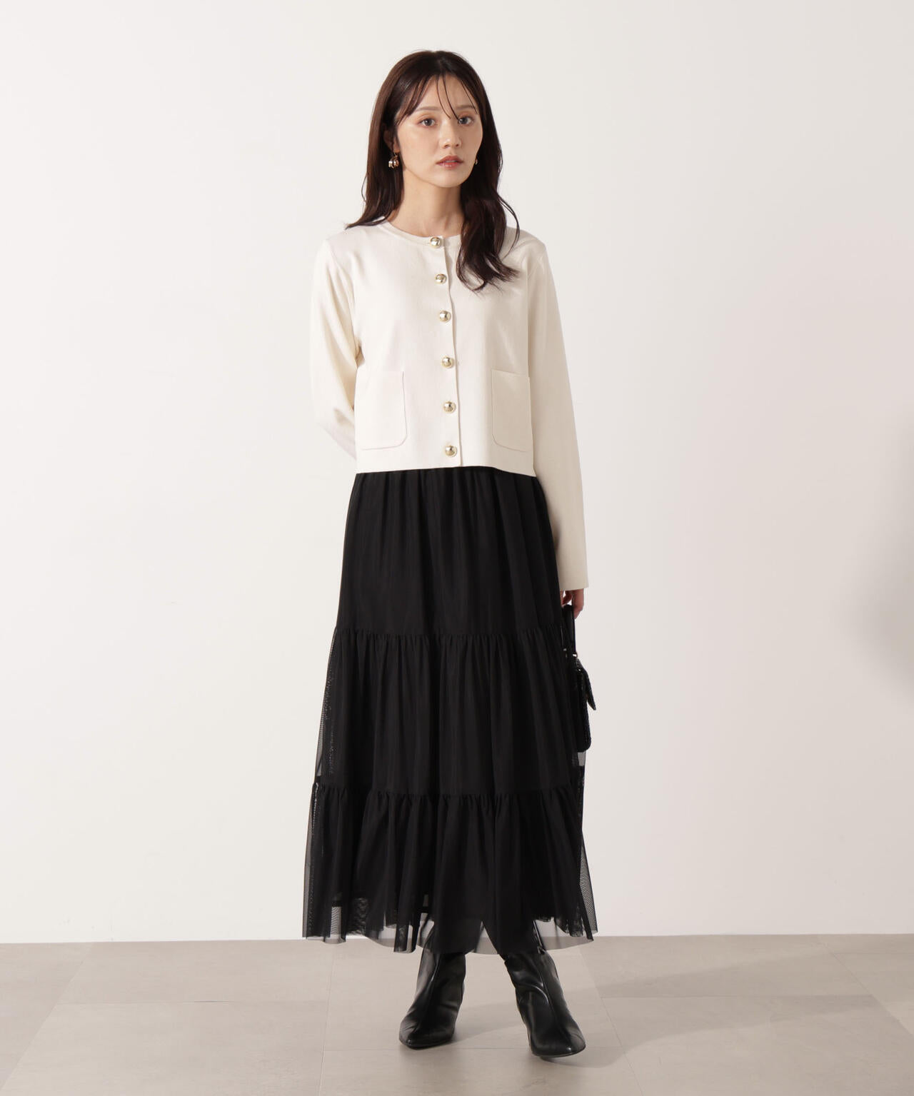 【青島心さん着用】＜ハンドウォッシャブル＞シルク混ニットカーディガン