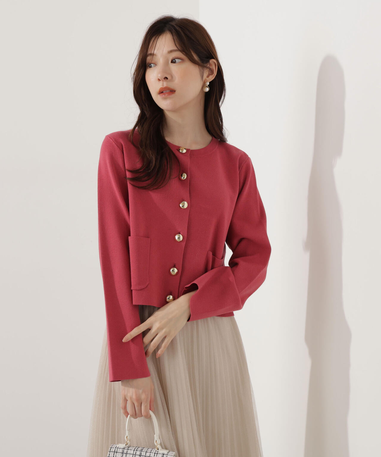 【青島心さん着用】＜ハンドウォッシャブル＞シルク混ニットカーディガン