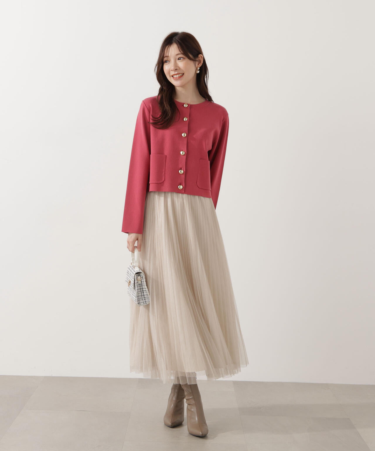 【青島心さん着用】＜ハンドウォッシャブル＞シルク混ニットカーディガン