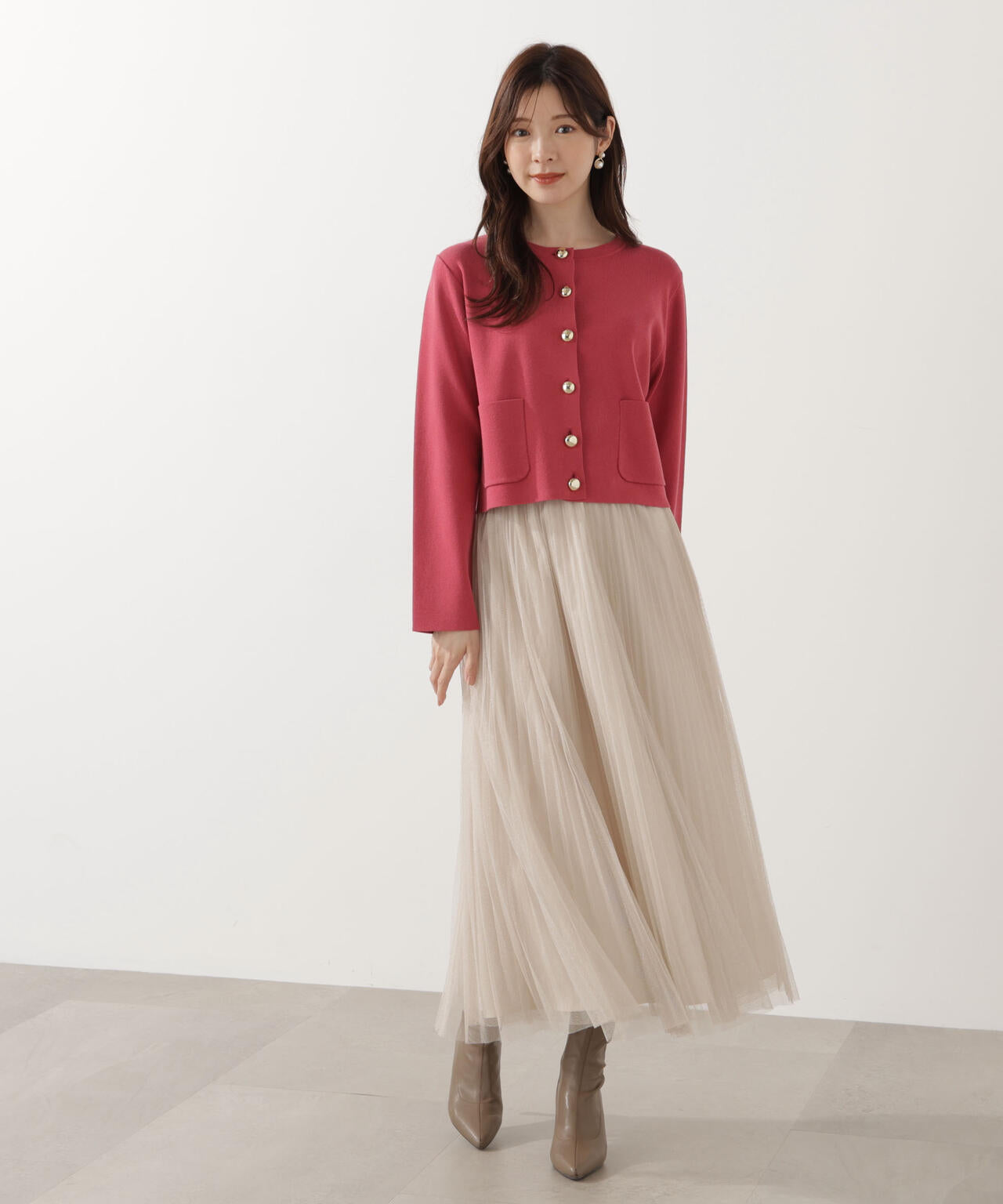 【青島心さん着用】＜ハンドウォッシャブル＞シルク混ニットカーディガン