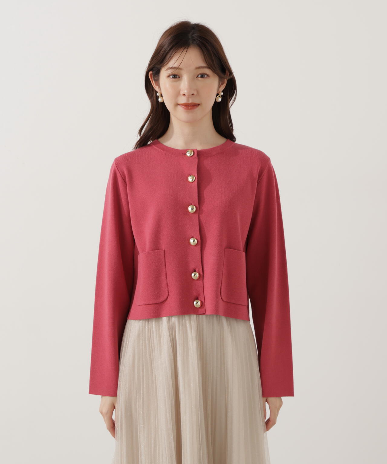 【青島心さん着用】＜ハンドウォッシャブル＞シルク混ニットカーディガン