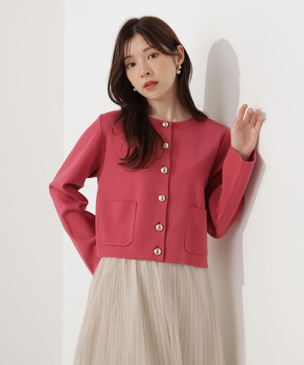 【青島心さん着用】＜ハンドウォッシャブル＞シルク混ニットカーディガン