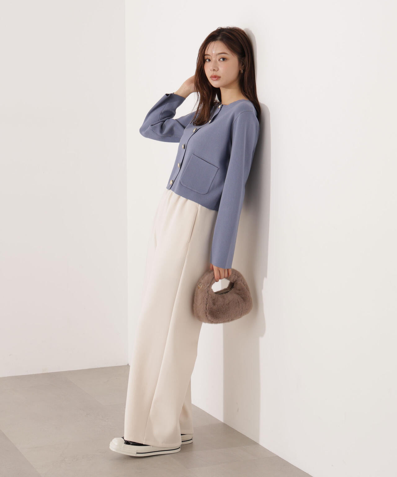 【青島心さん着用】＜ハンドウォッシャブル＞シルク混ニットカーディガン