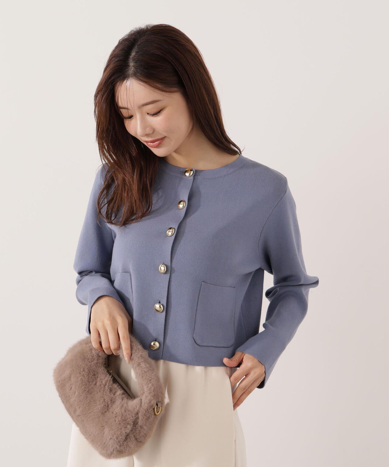 【青島心さん着用】＜ハンドウォッシャブル＞シルク混ニットカーディガン