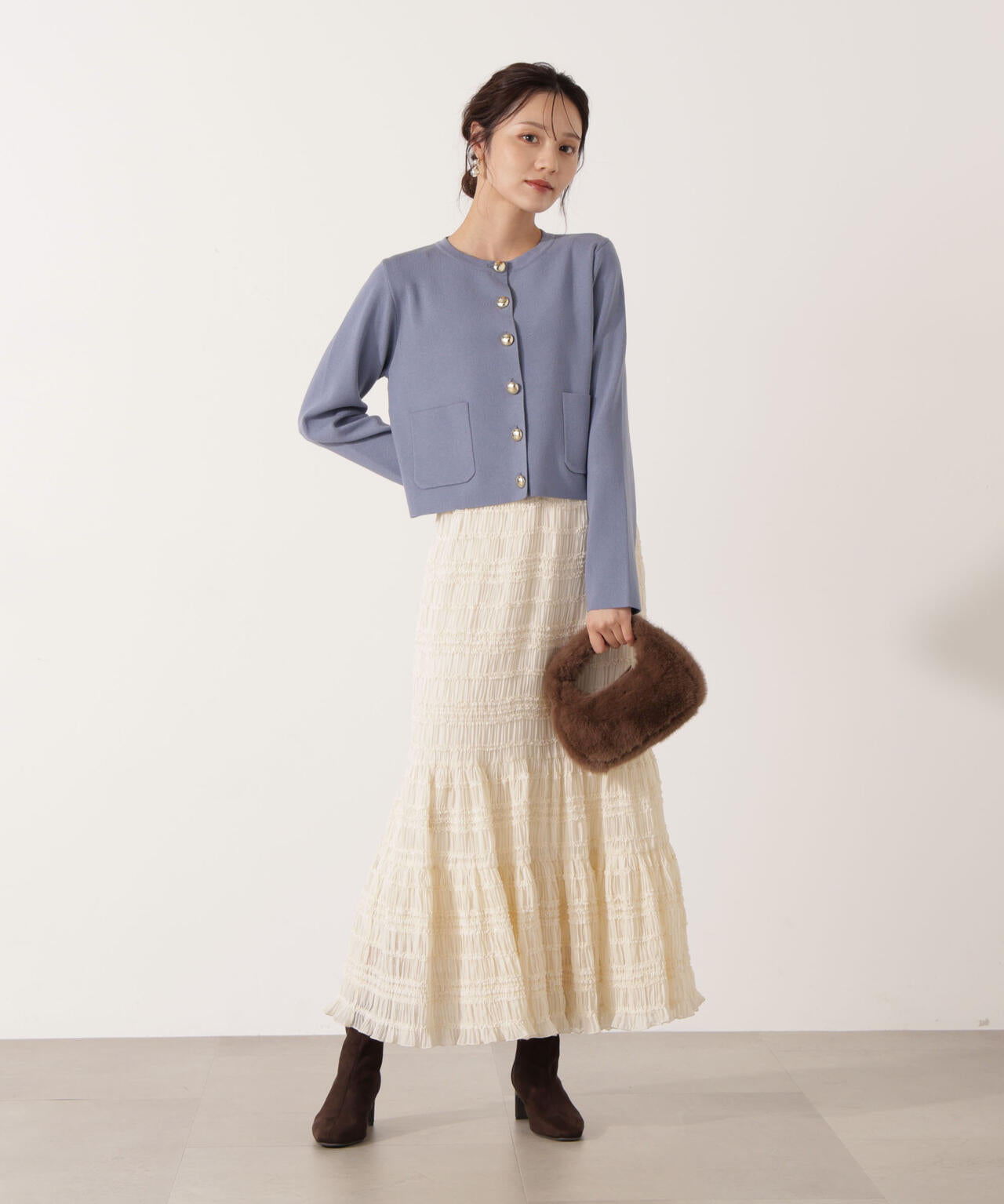 【青島心さん着用】＜ハンドウォッシャブル＞シルク混ニットカーディガン