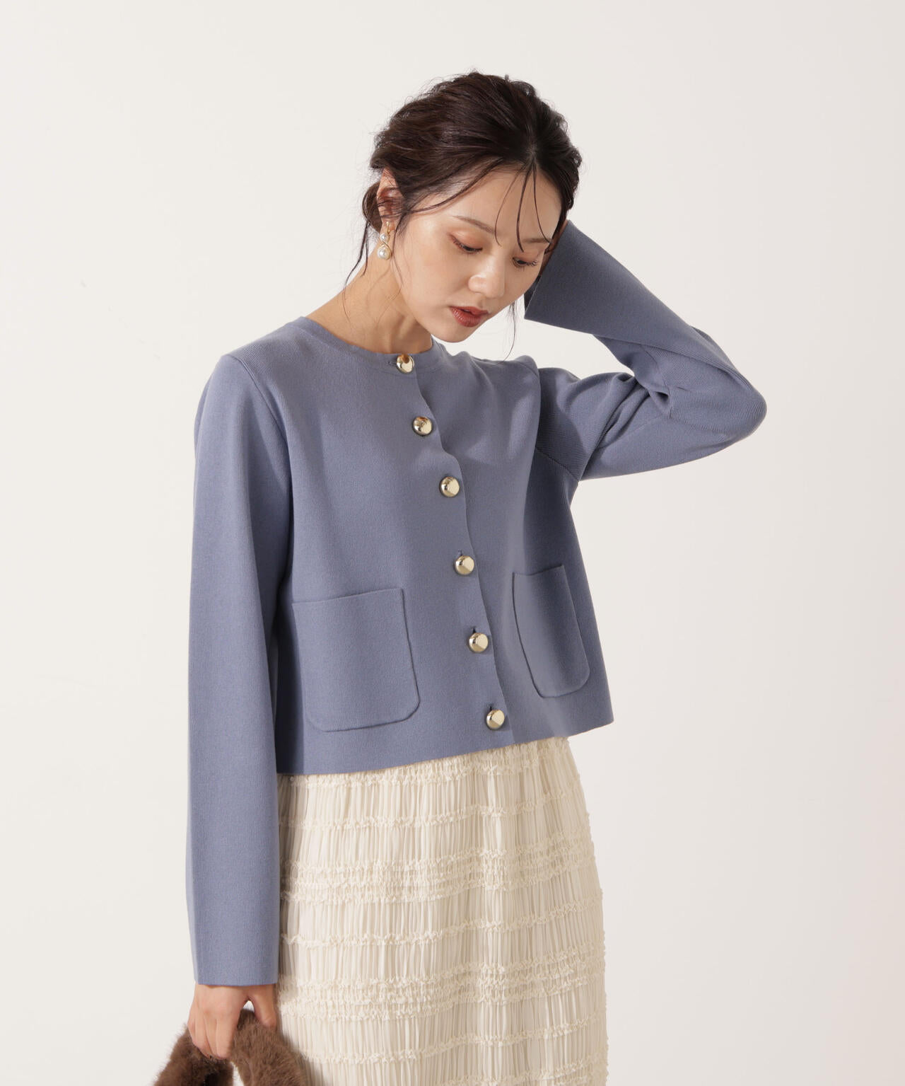 【青島心さん着用】＜ハンドウォッシャブル＞シルク混ニットカーディガン