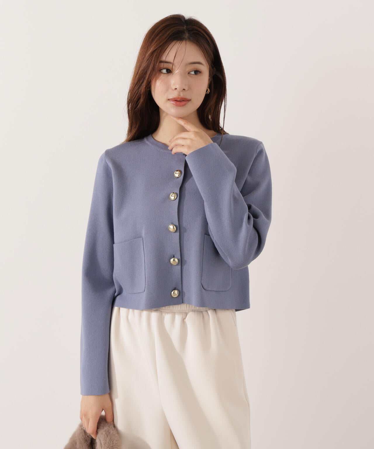 【青島心さん着用】＜ハンドウォッシャブル＞シルク混ニットカーディガン