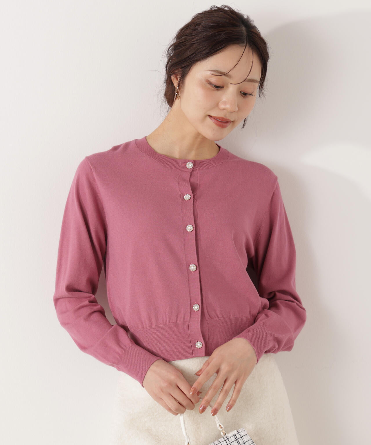 美品[Drawer]コットン ポリエステル フーディ ウォッシャブル＞キラ釦カーディガン | PROPORTION BODY