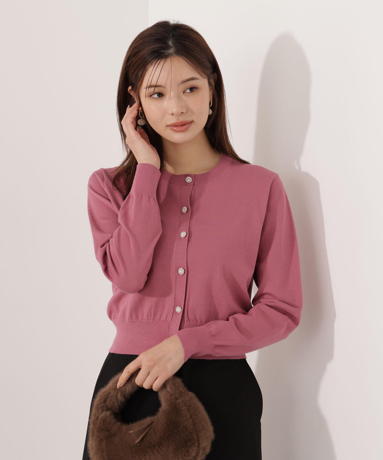 TODAYFUL ピンク色 ボタン付きカーディガン ウォッシャブル＞キラ釦カーディガン | PROPORTION BODY DRESSING