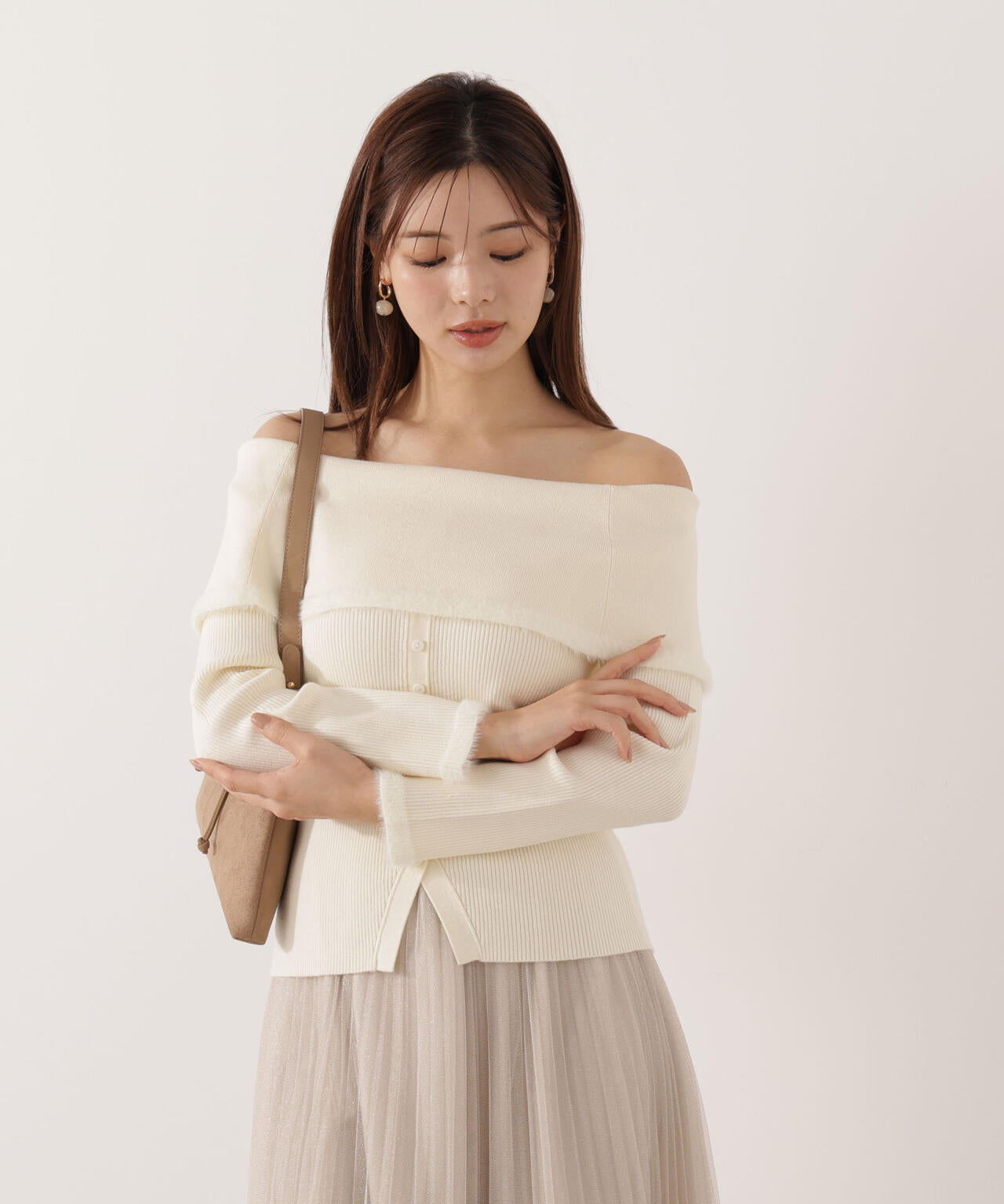 ポイントフェザーオフショルニット | PROPORTION BODY DRESSING