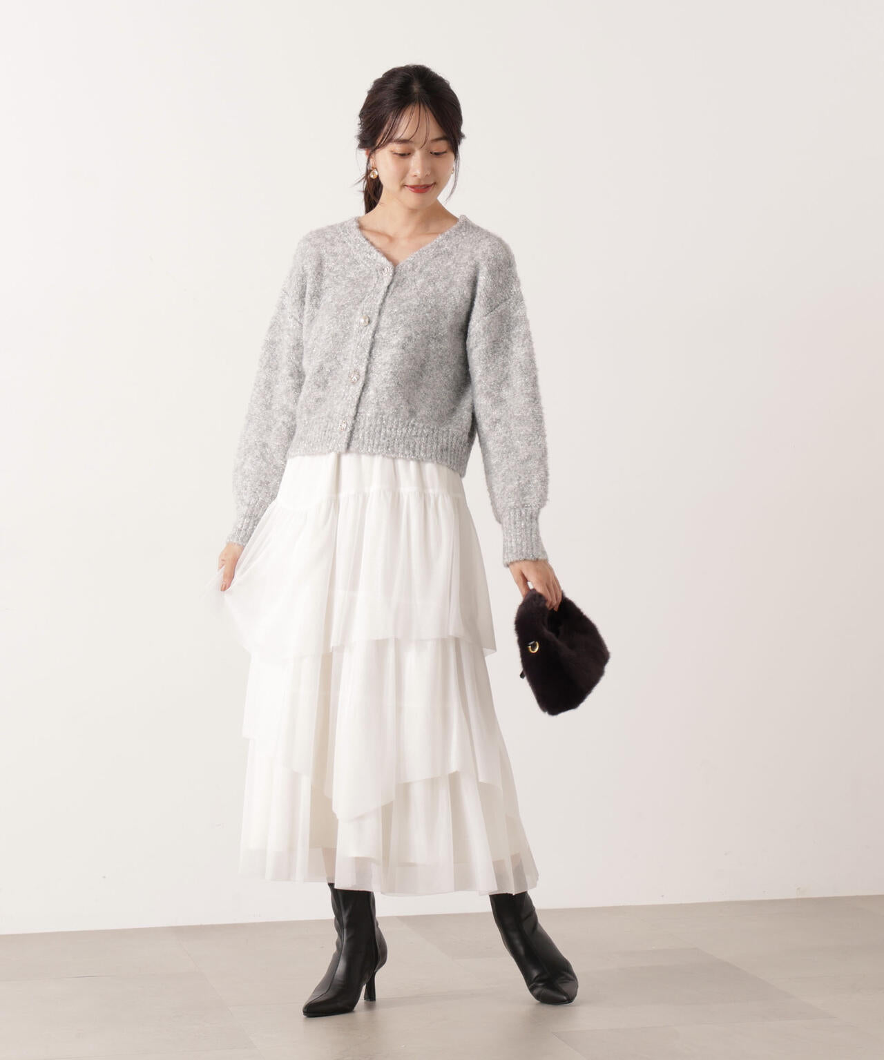 EDIT COLOGNE》ファンシーヤーンビジューカディガン | PROPORTION BODY