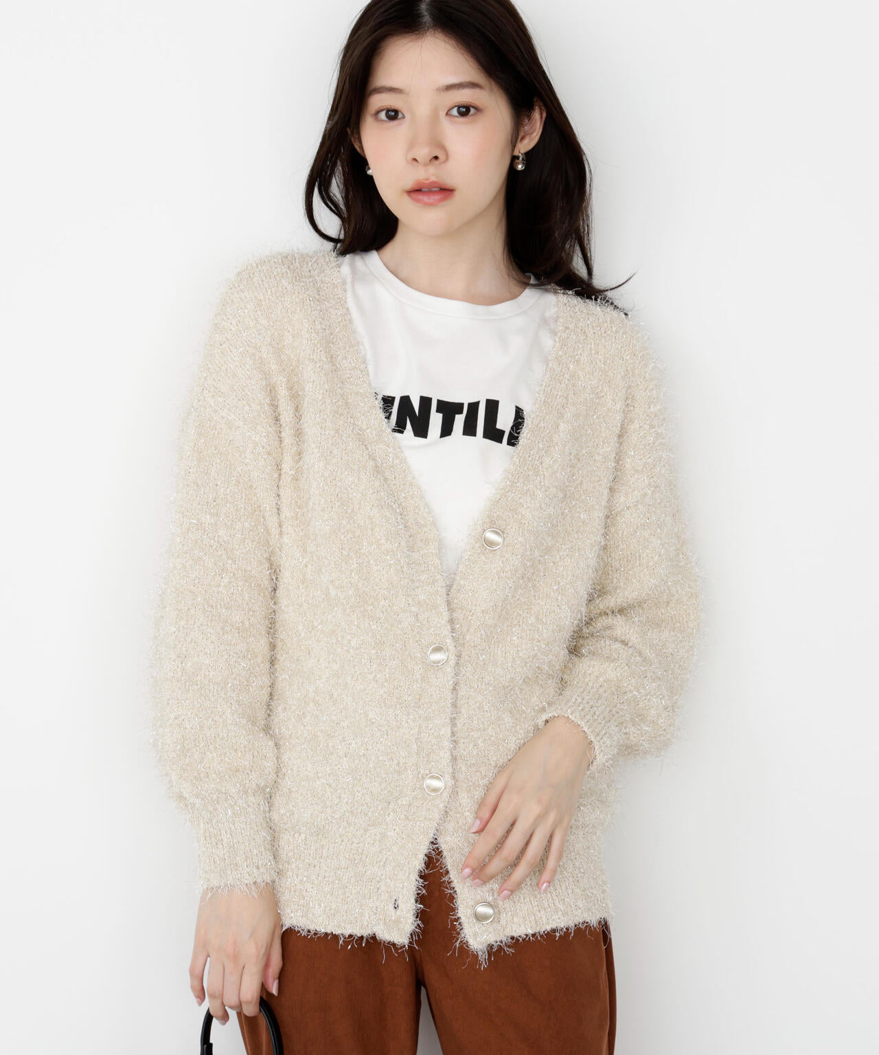 《EDIT COLOGNE》ラメフェザーカーディガン