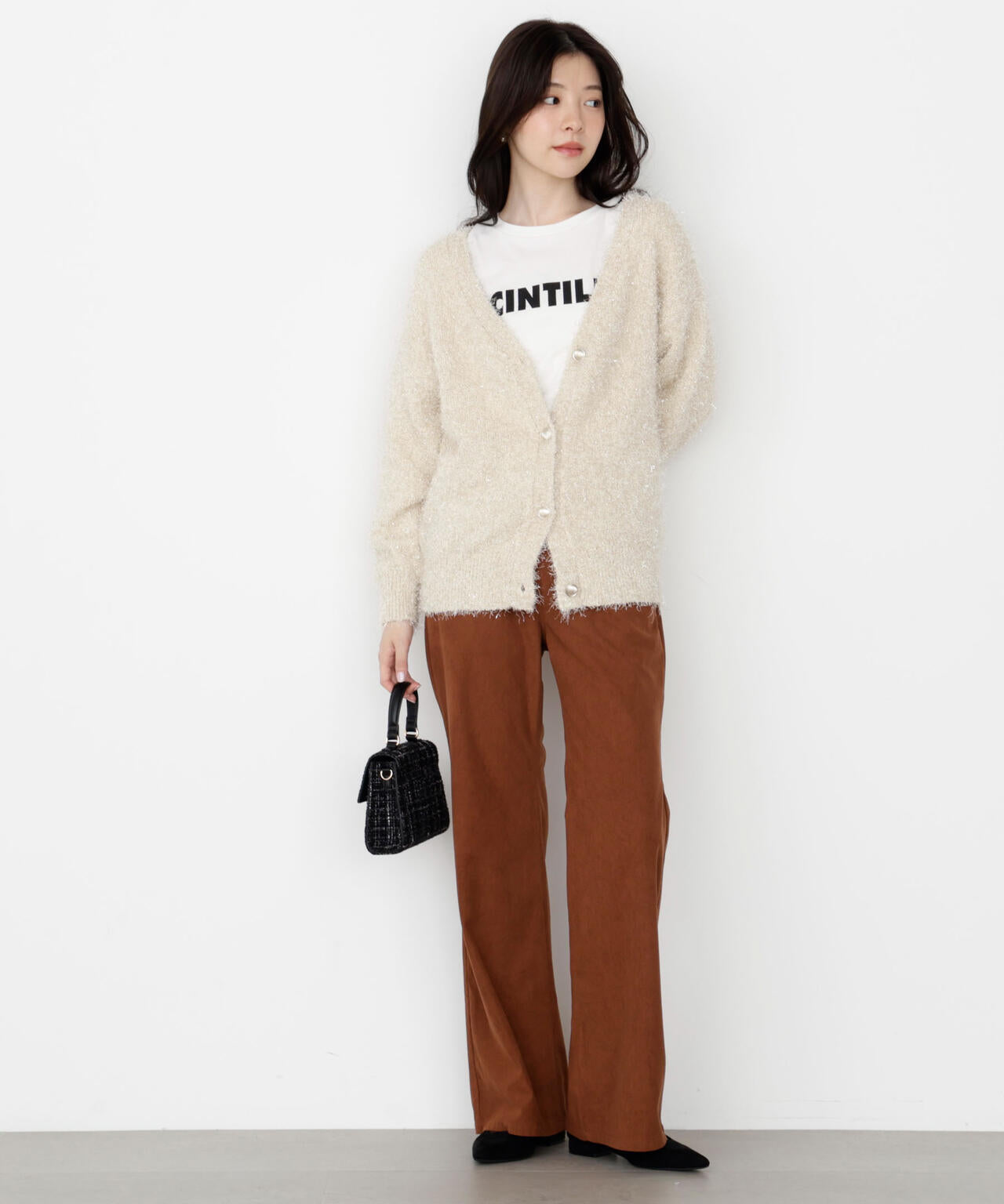 《EDIT COLOGNE》ラメフェザーカーディガン