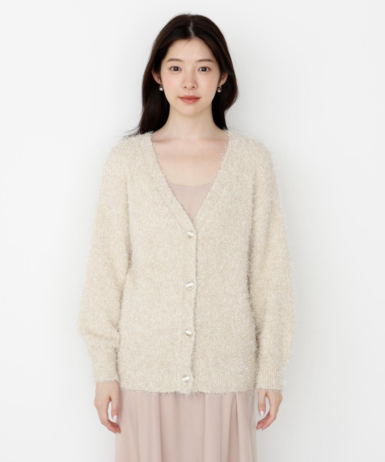 《EDIT COLOGNE》ラメフェザーカーディガン