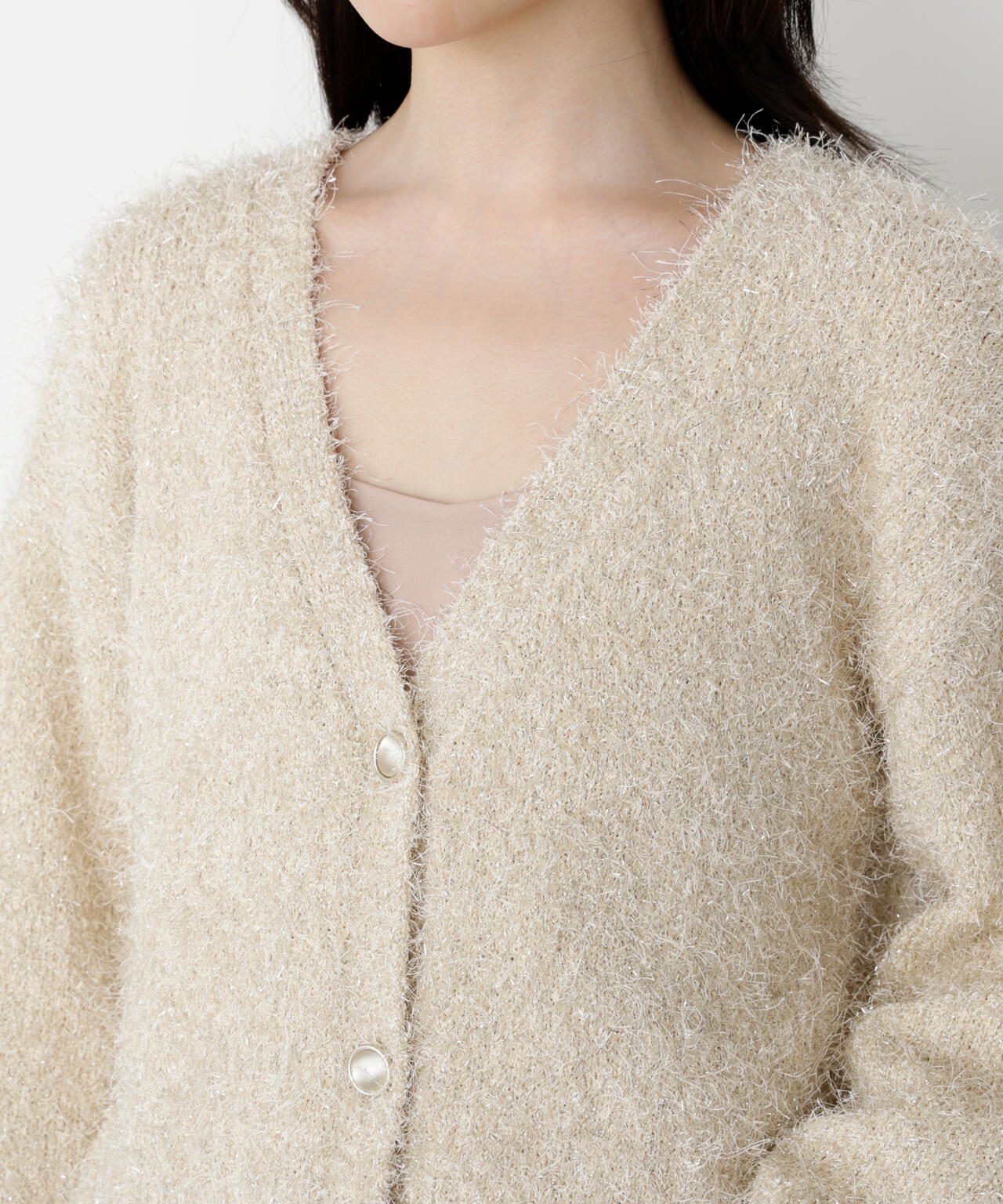 《EDIT COLOGNE》ラメフェザーカーディガン