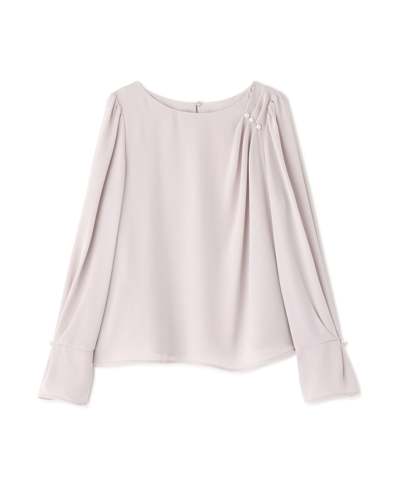 パール付きニュアンスネックブラウス