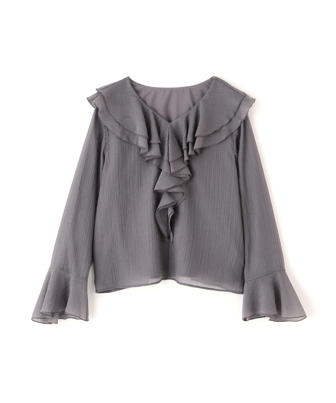 シアー楊柳ラッフルブラウス