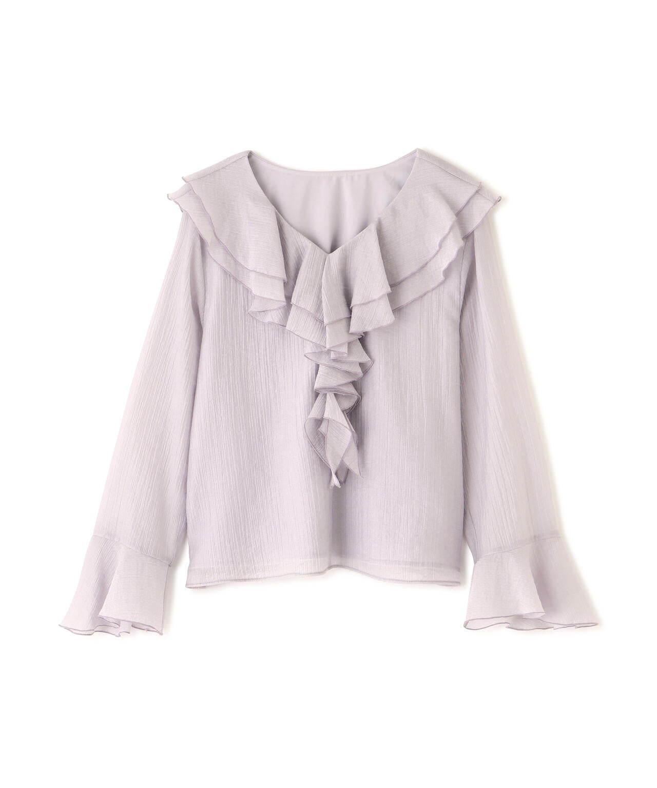 シアー楊柳ラッフルブラウス