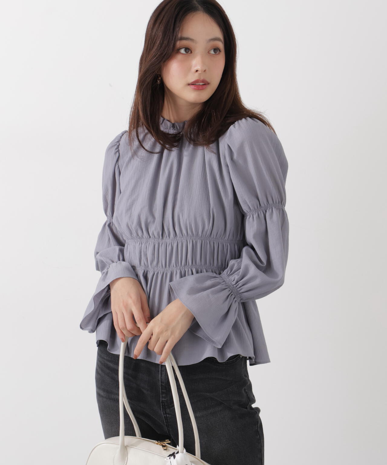 ウエストシャーリングブラウス