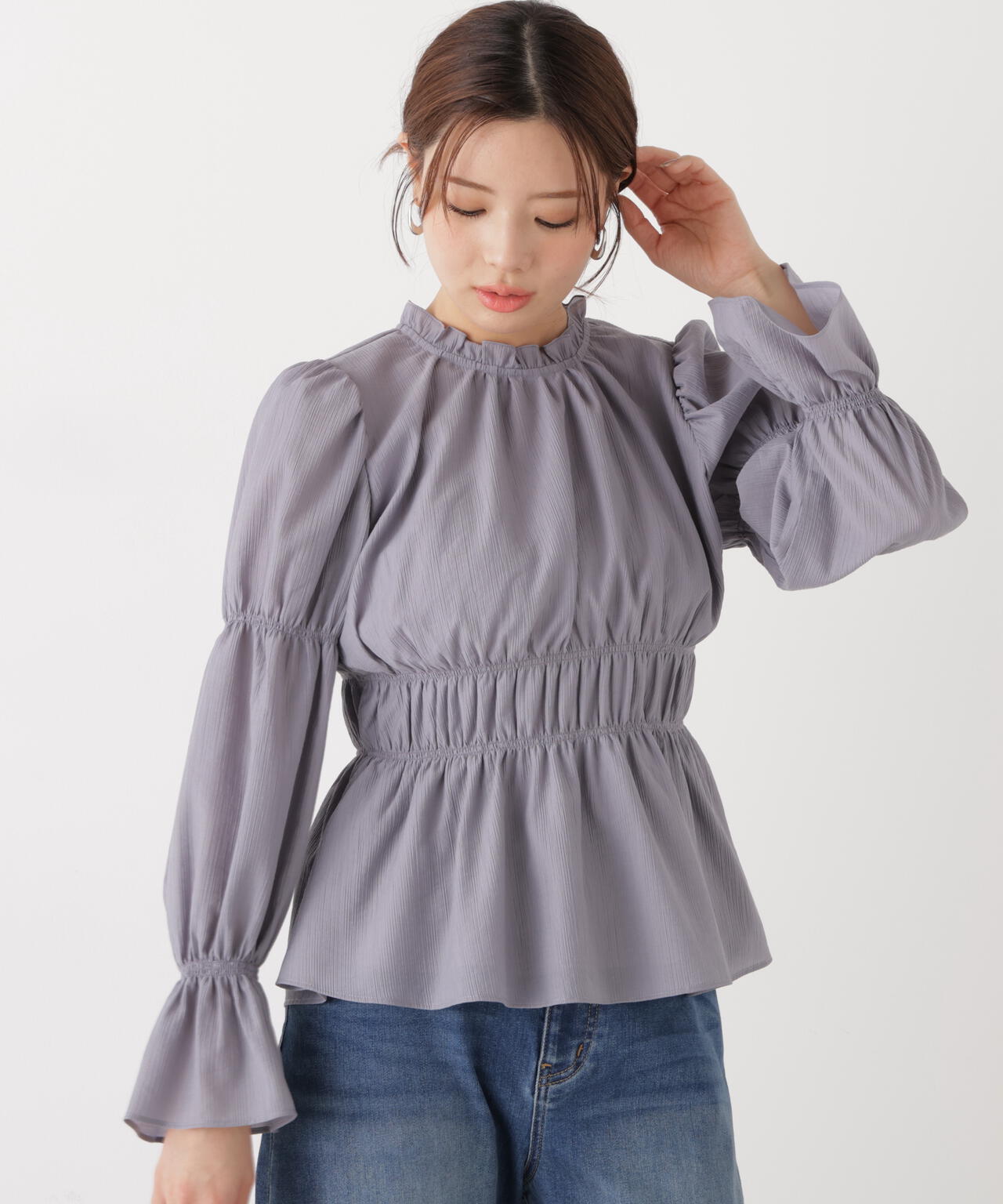 ウエストシャーリングブラウス