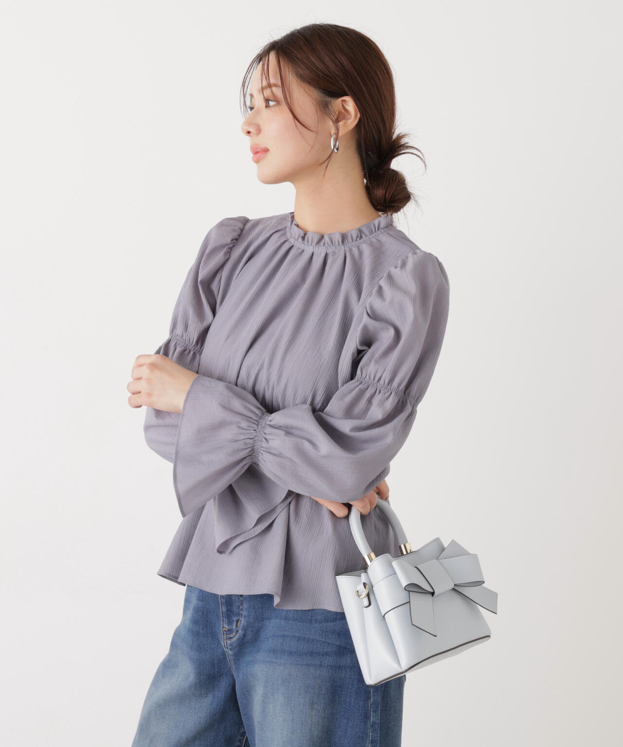 ウエストシャーリングブラウス