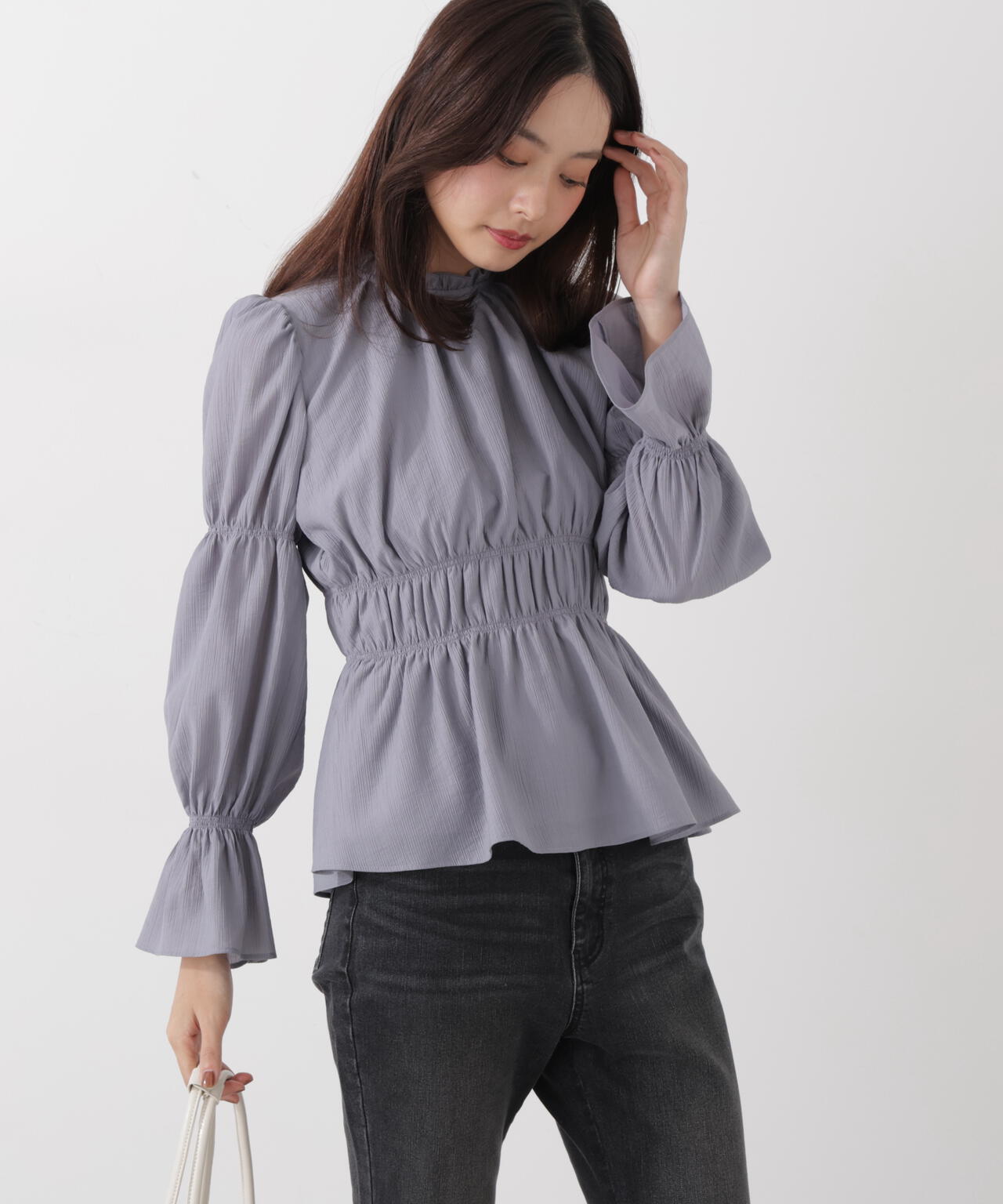 ウエストシャーリングブラウス
