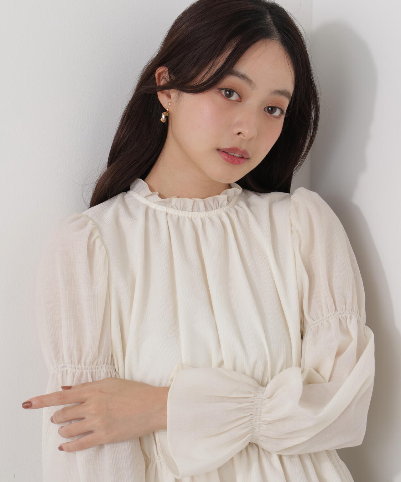 ウエストシャーリングブラウス