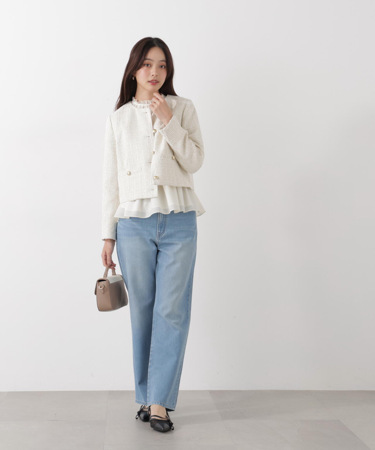 ウエストシャーリングブラウス