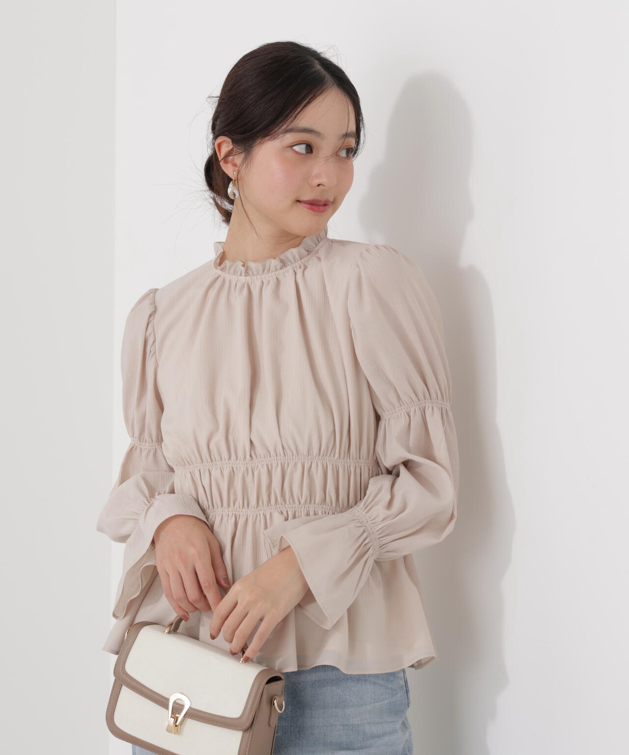 ウエストシャーリングブラウス