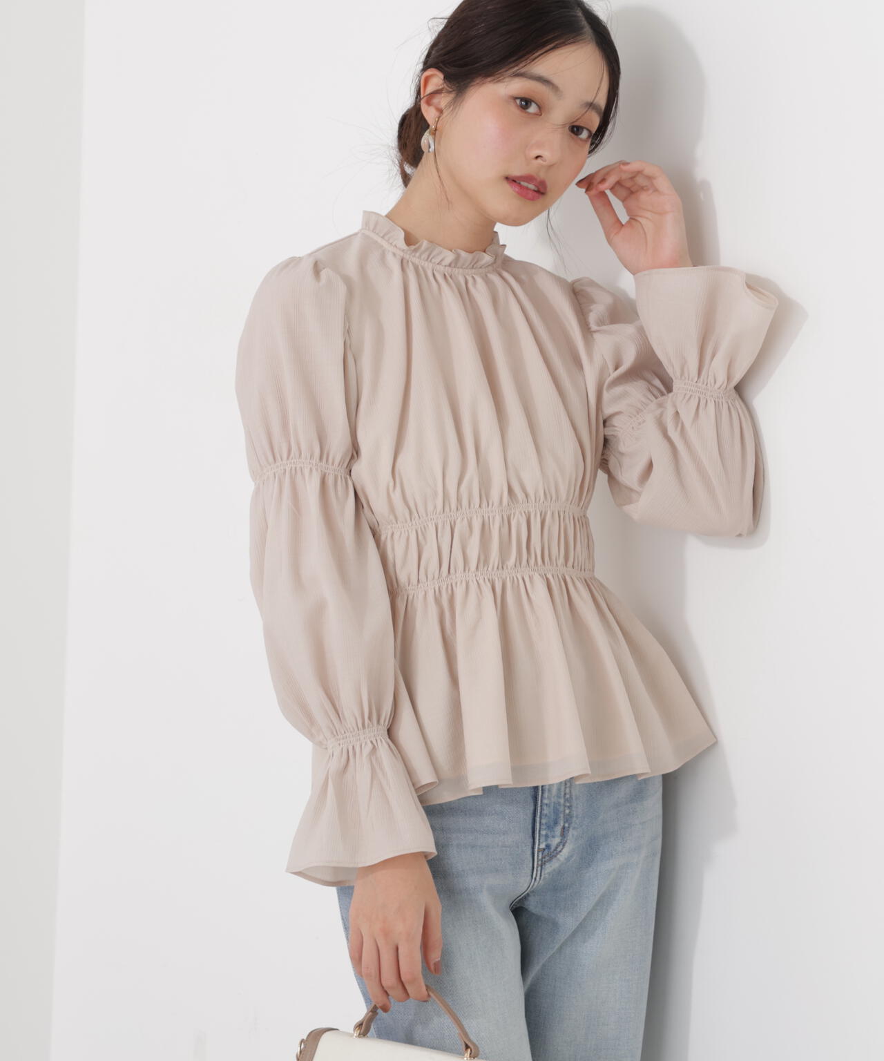 ウエストシャーリングブラウス