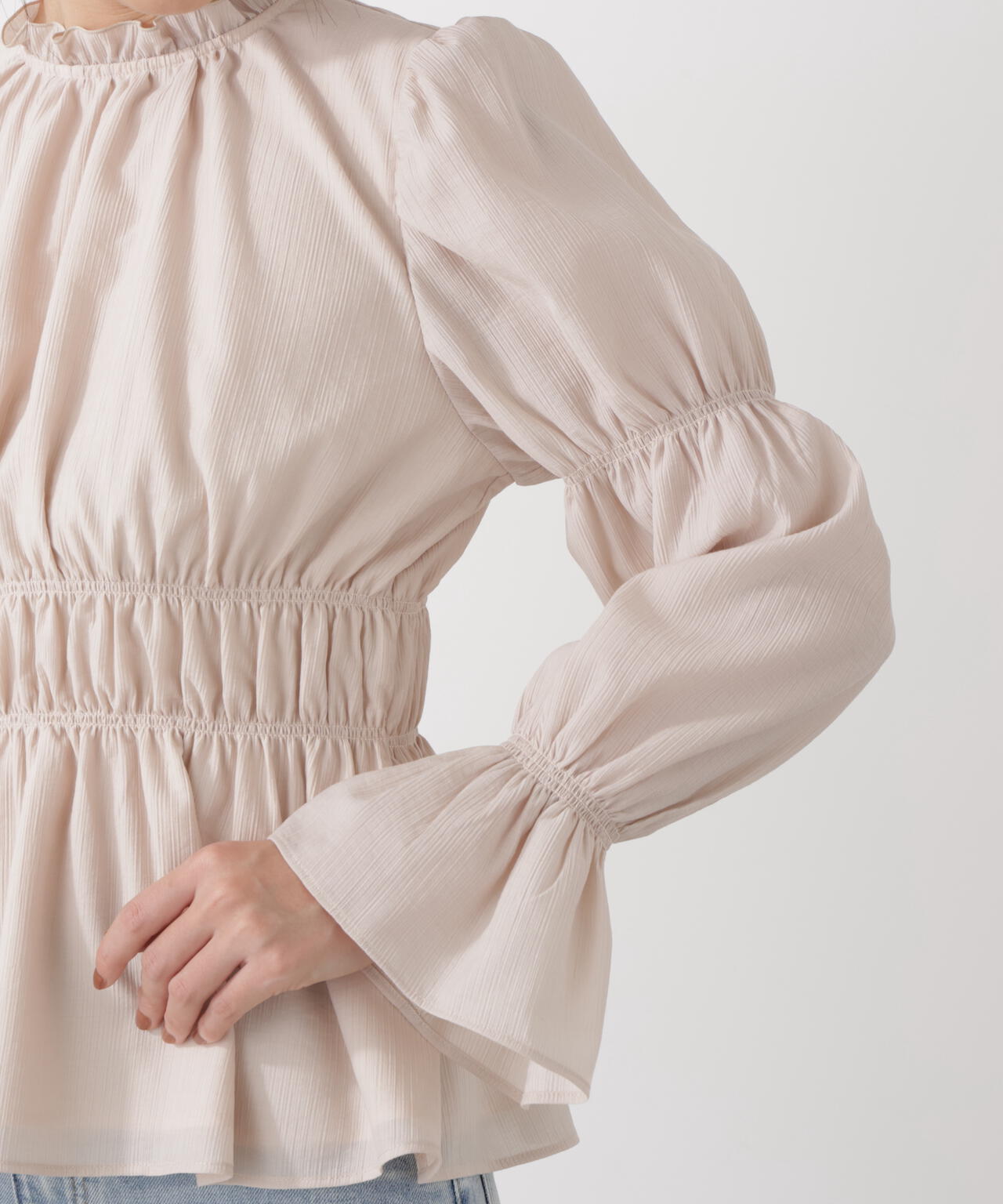 ウエストシャーリングブラウス