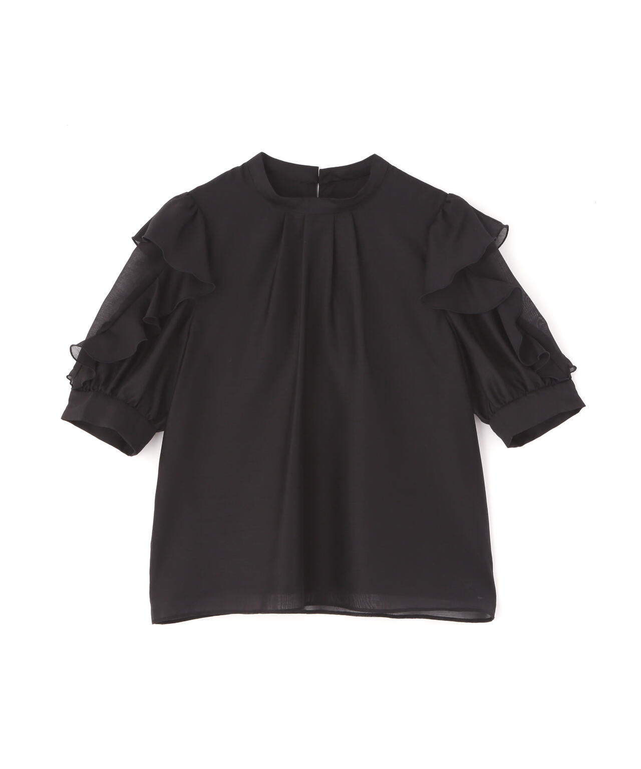 【6/5～6/7 オンライン限定2buy10%OFF対象】＜ウォッシャブル＞フリルスリーブタックブラウス
