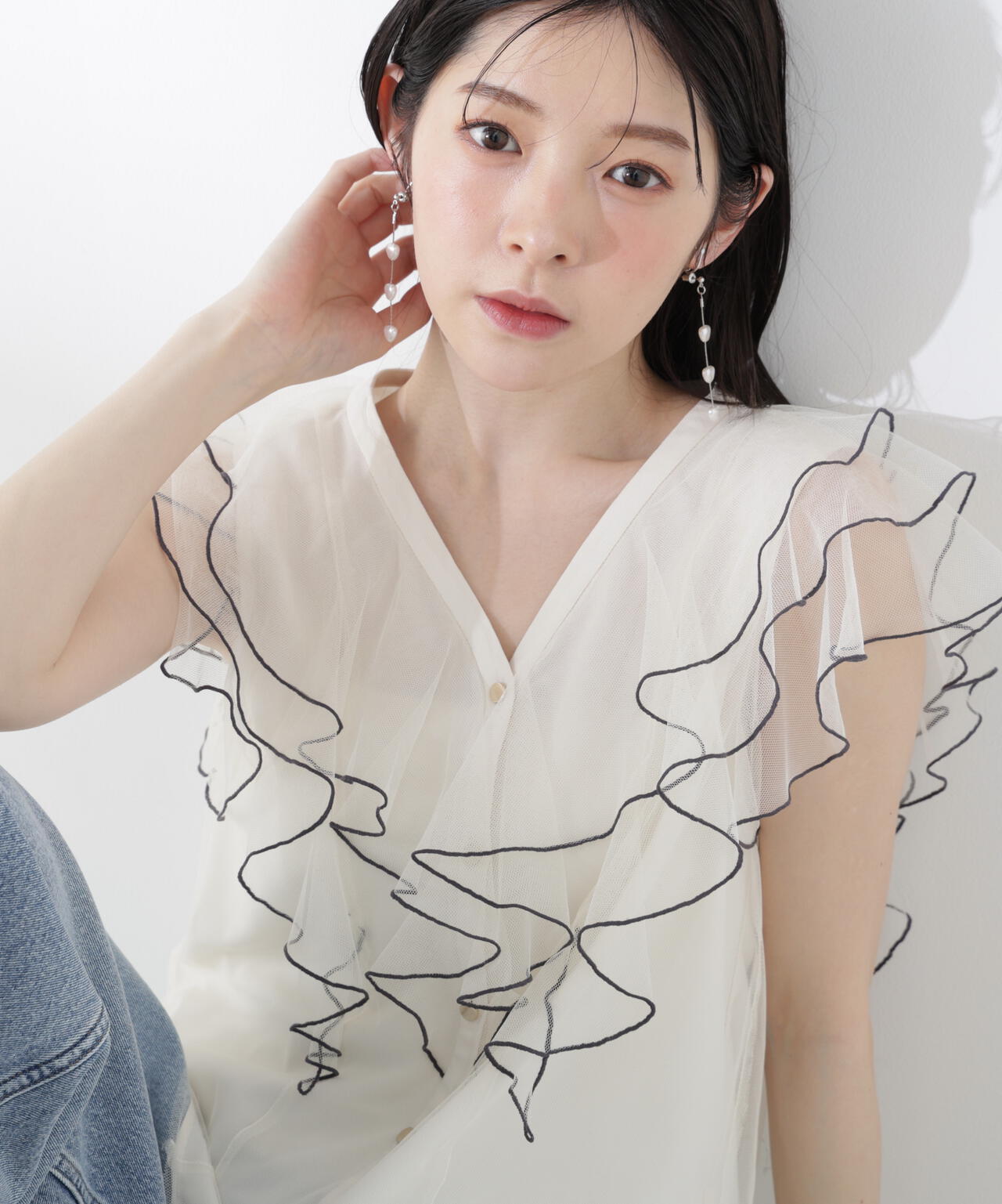 一部追加生産予約】チュールラッフルブラウス | PROPORTION BODY