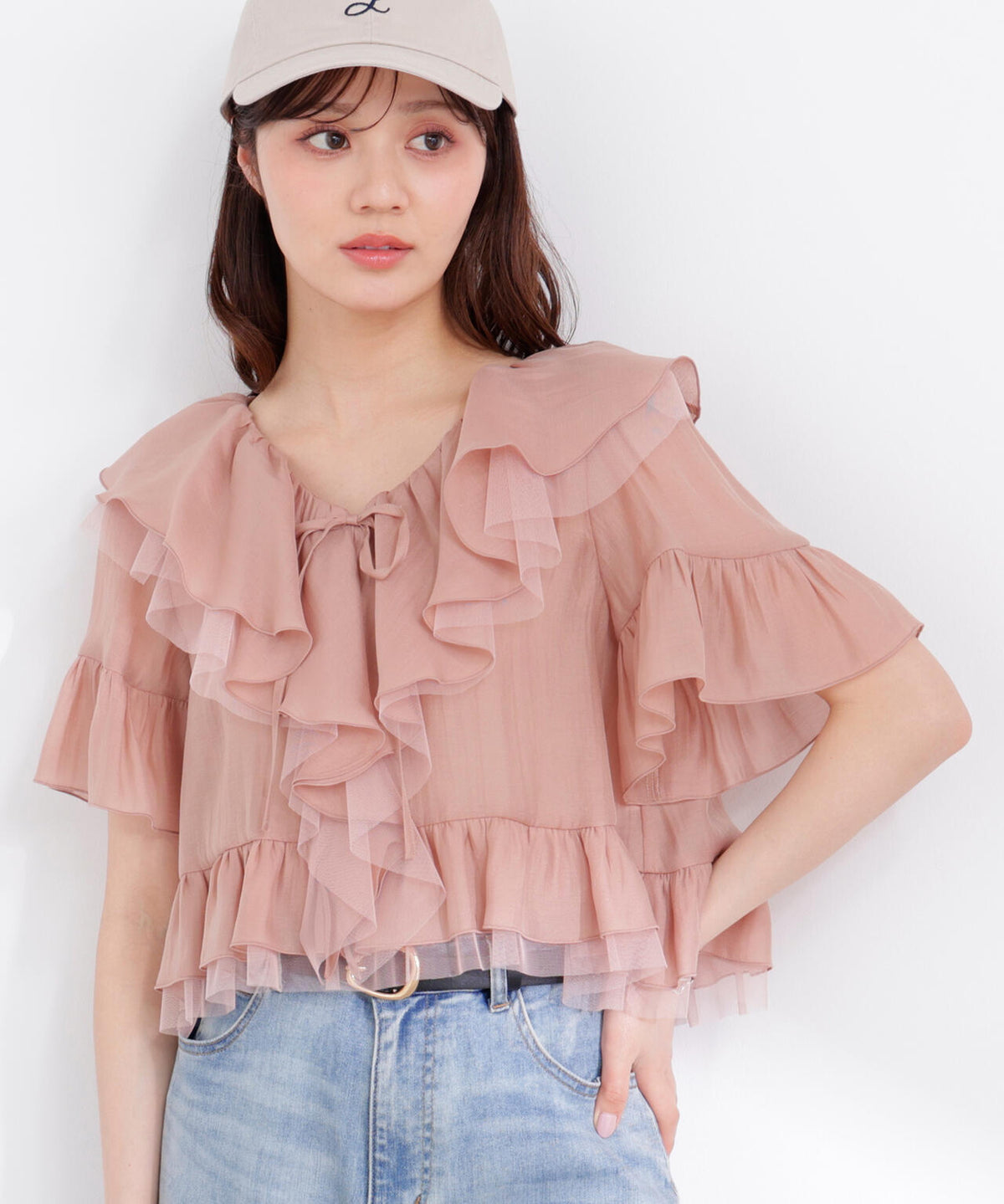 チュール付きラッフルブラウス | PROPORTION BODY DRESSING 
