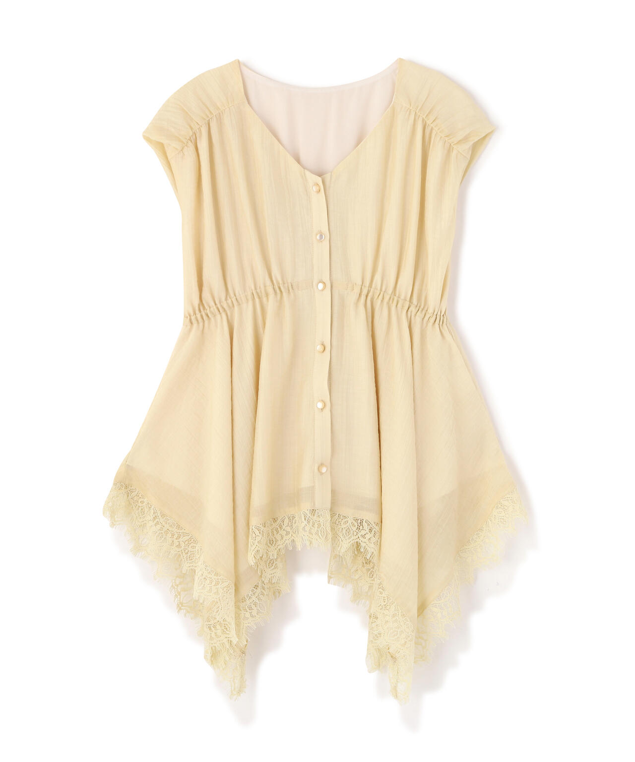 【6/5～6/7 オンライン限定2buy10%OFF対象】レーストリミングヘムブラウス