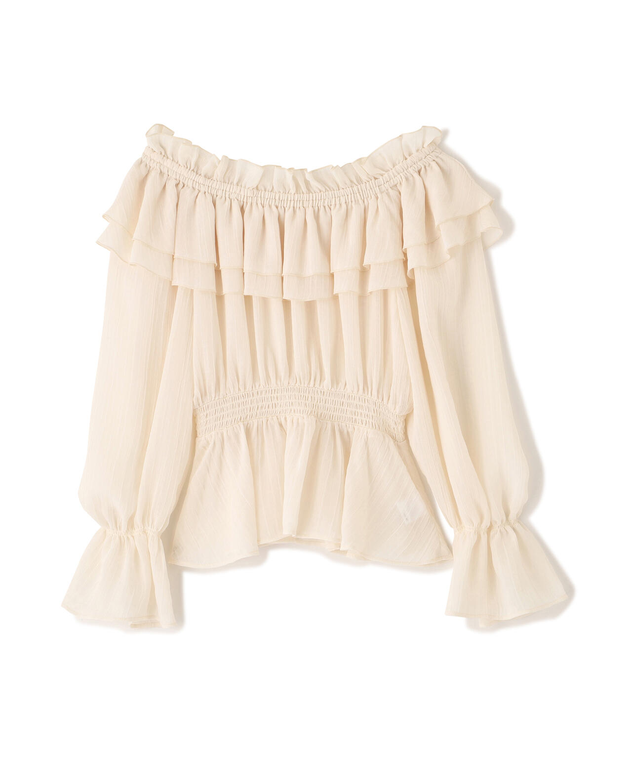 ＜ウォッシャブル＞《EDIT COLOGNE》オフショルシアーシャーリングブラウス【WEB・一部店舗限定】