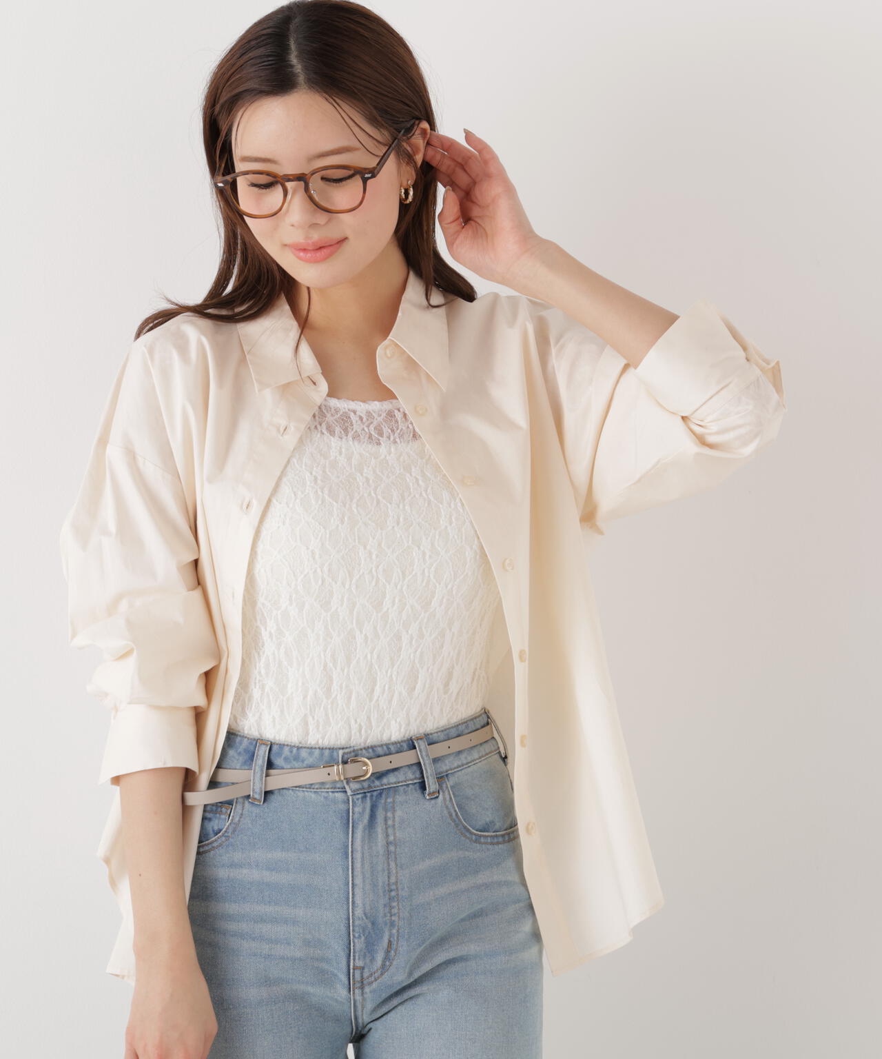 ＜ウォッシャブル＞〈a/mie〉オーバーシャツ