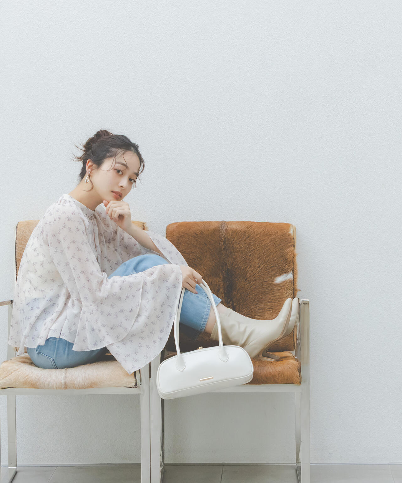 ＜ウォッシャブル＞〈a/mie〉ジョーゼットボリュームブラウス