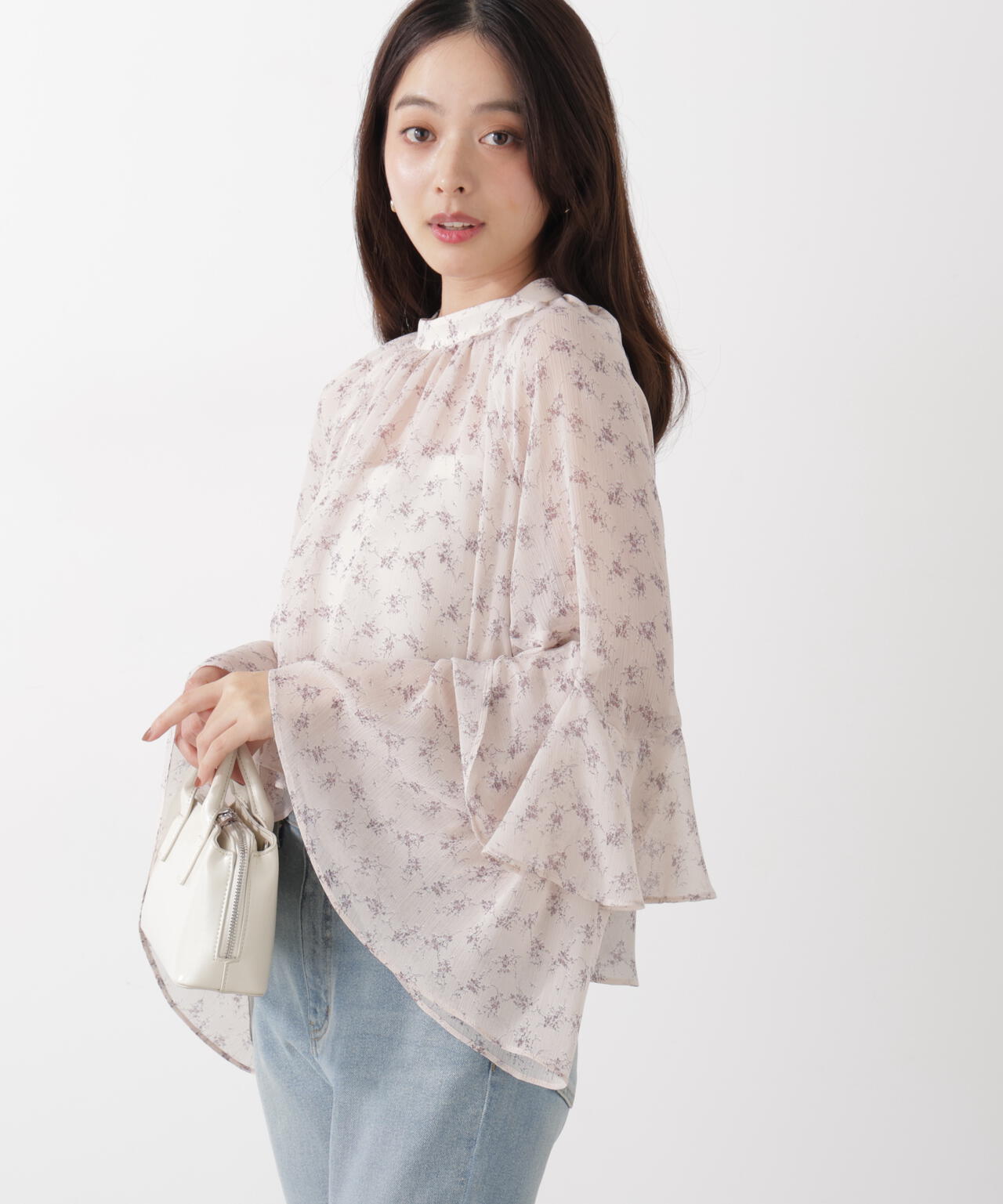＜ウォッシャブル＞〈a/mie〉ジョーゼットボリュームブラウス