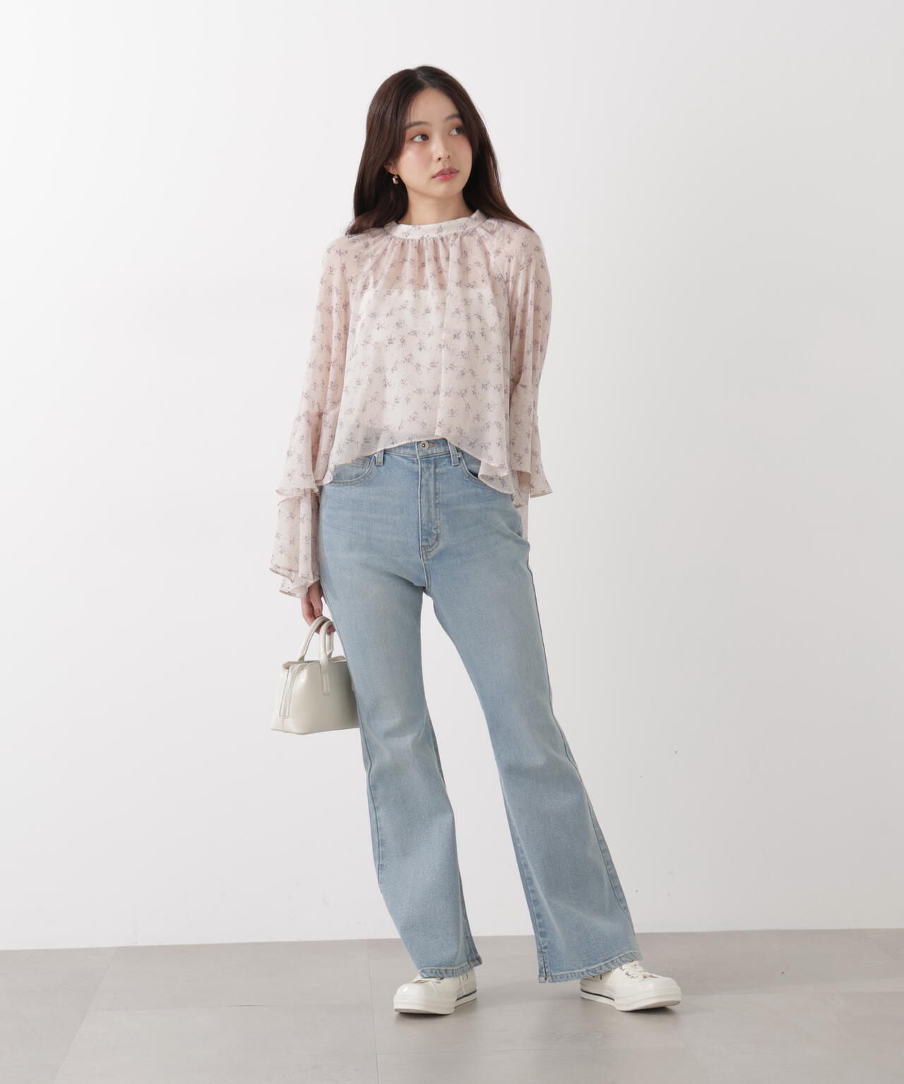 ＜ウォッシャブル＞〈a/mie〉ジョーゼットボリュームブラウス