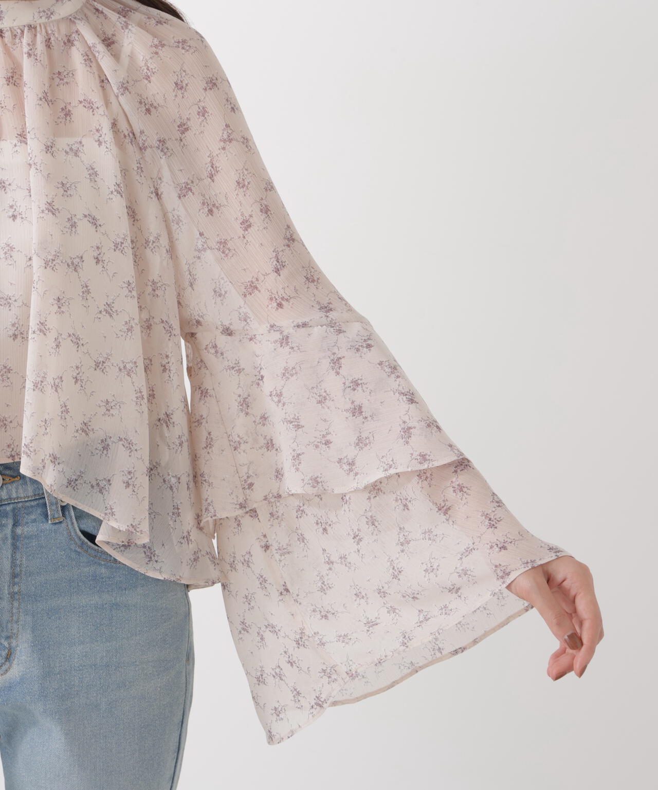 ＜ウォッシャブル＞〈a/mie〉ジョーゼットボリュームブラウス