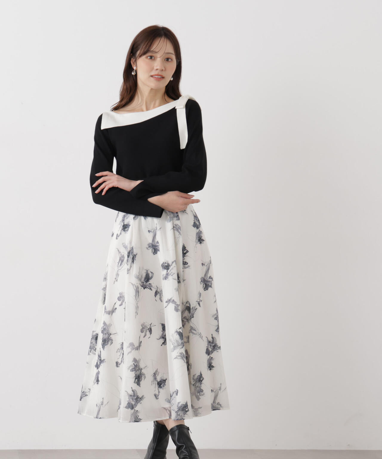 フラワープリントスカート