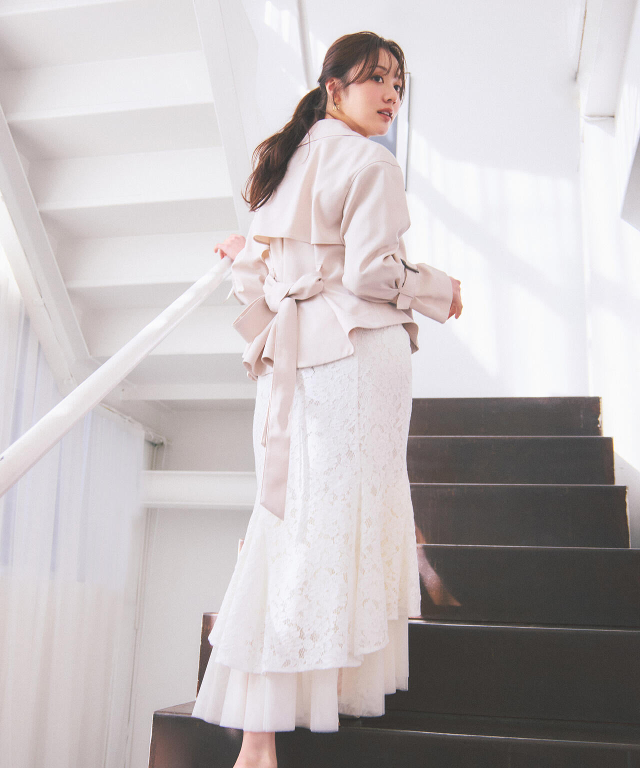 チュールドッキングレーススカート