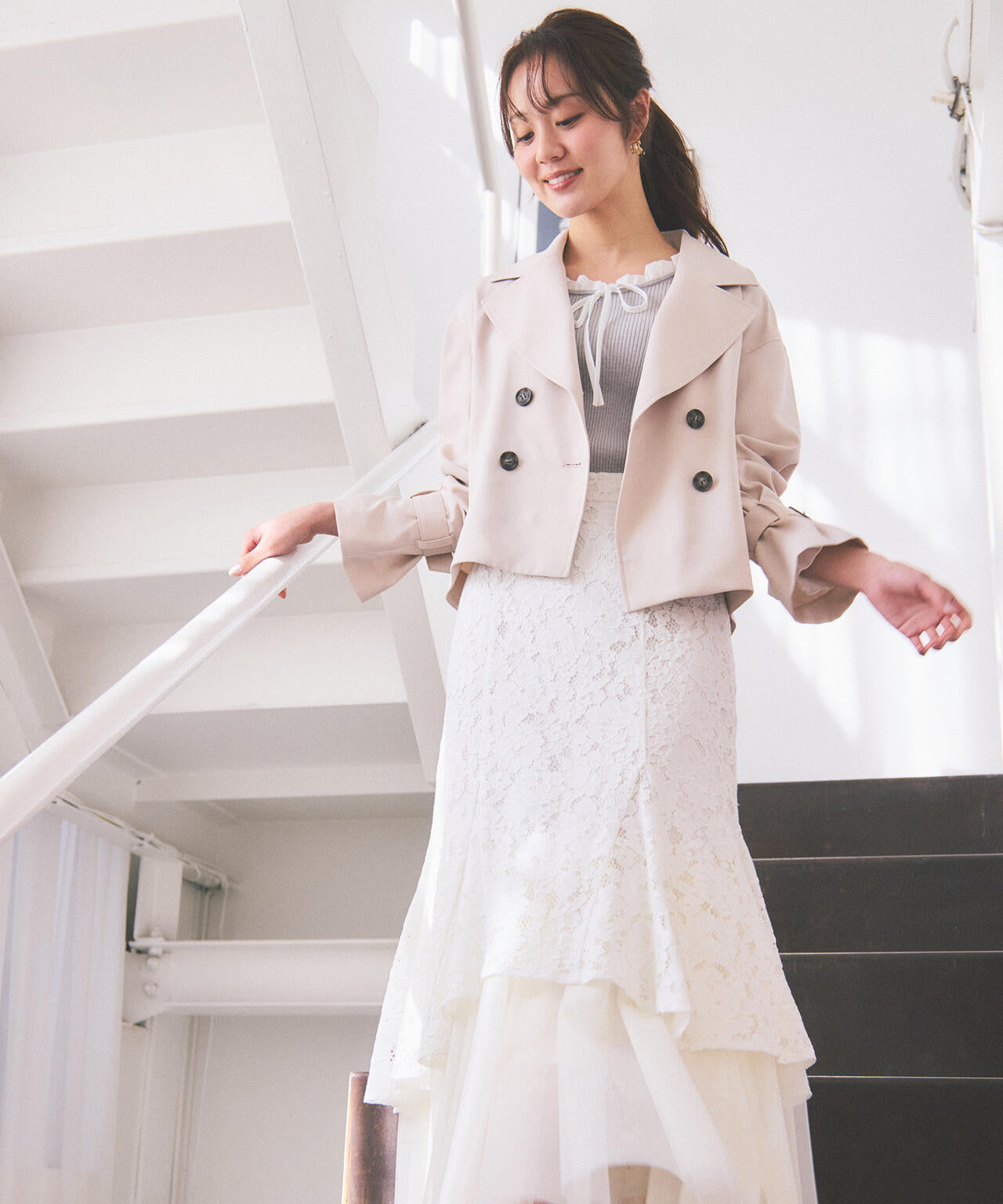 チュールドッキングレーススカート