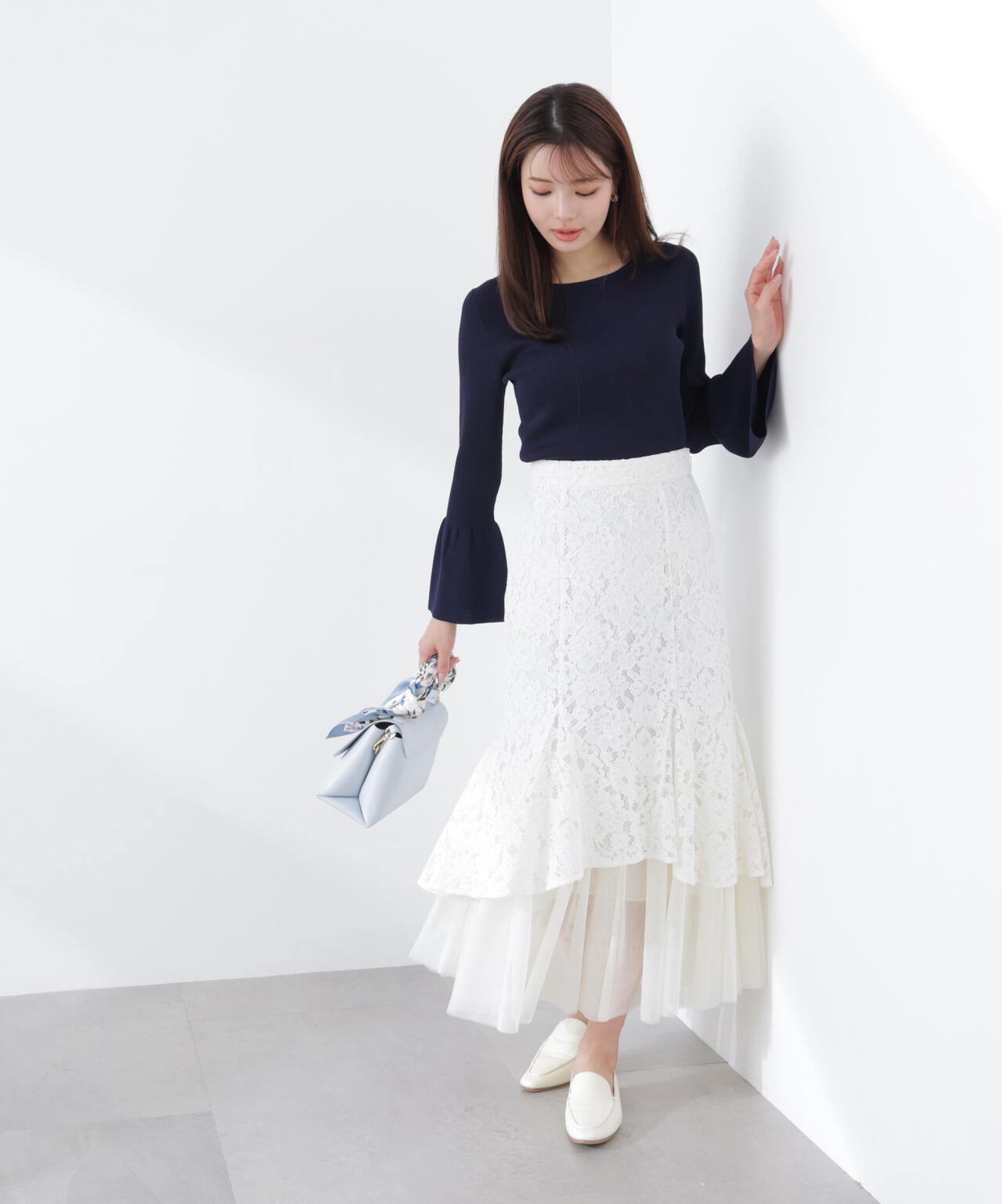 チュールドッキングレーススカート