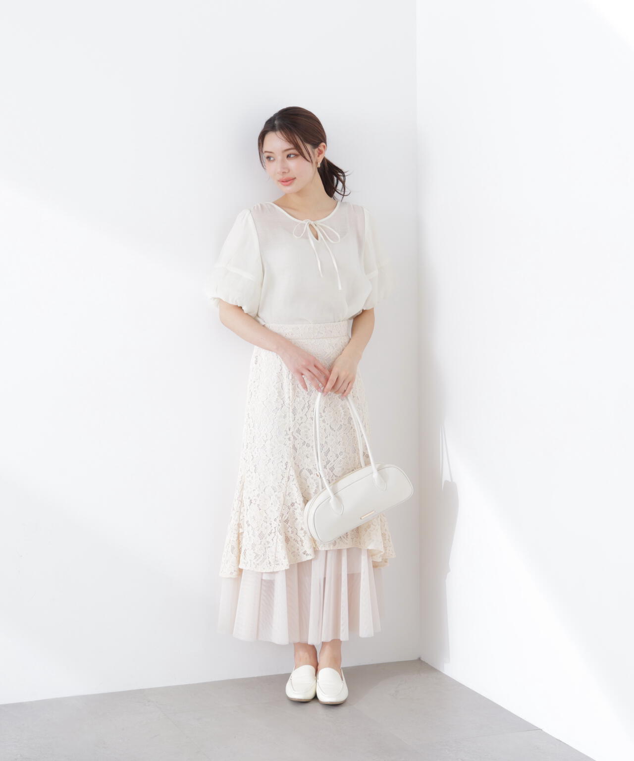 チュールドッキングレーススカート