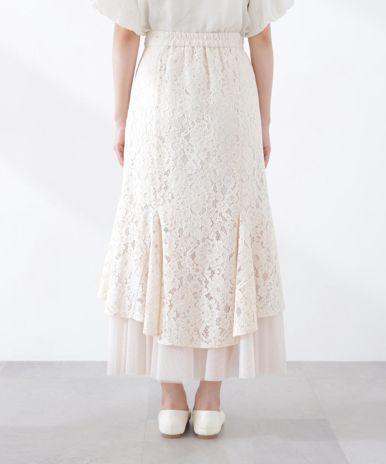 チュールドッキングレーススカート