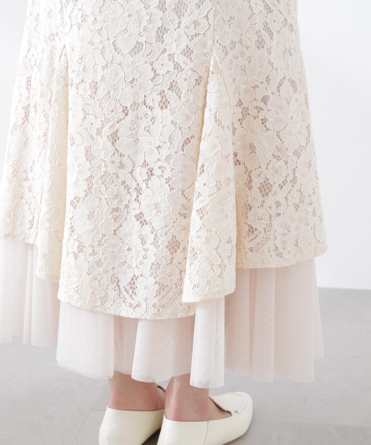 チュールドッキングレーススカート
