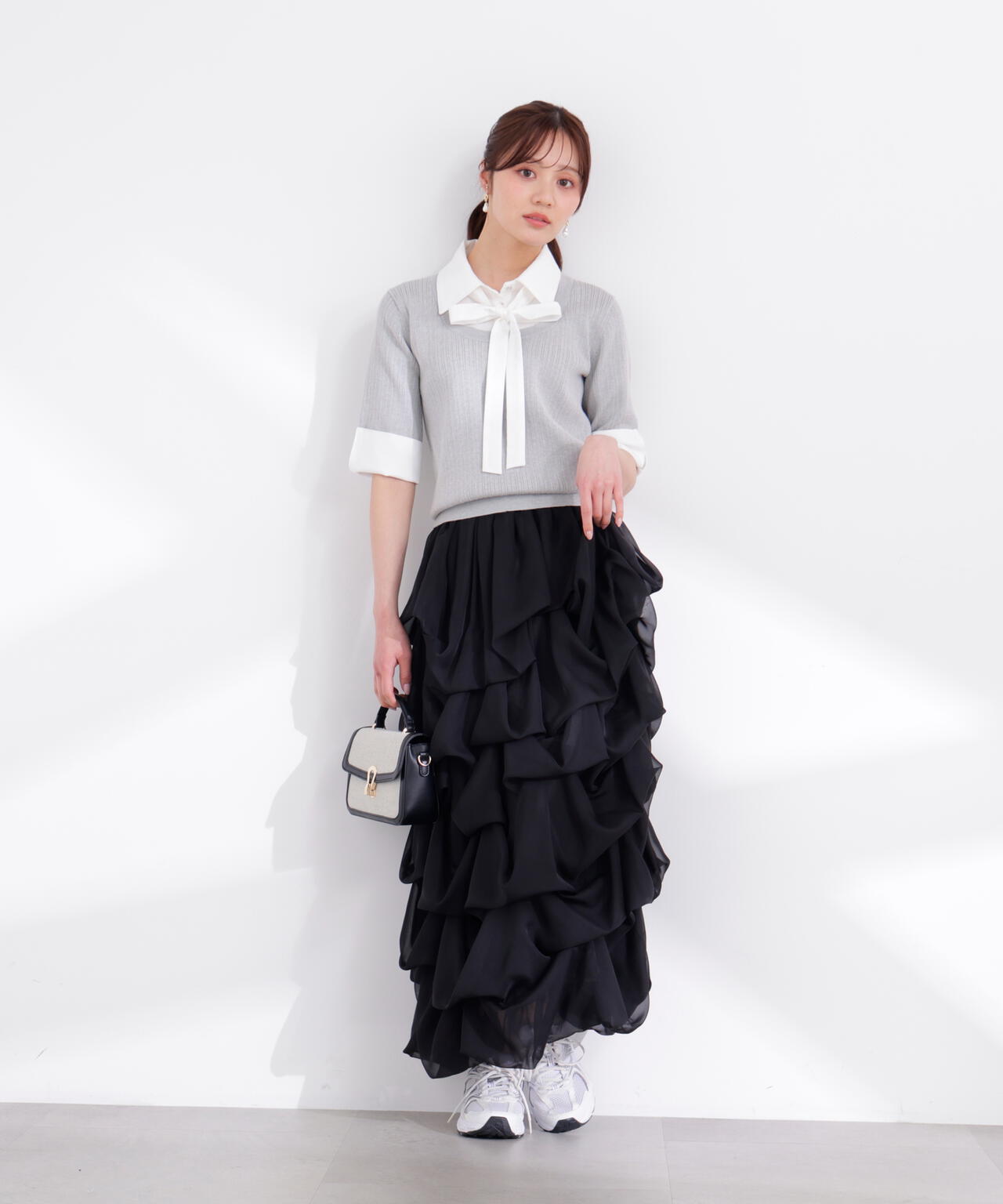 model：166cm B:78 W:56 H:83 S:24.5cm 着用サイズ：M